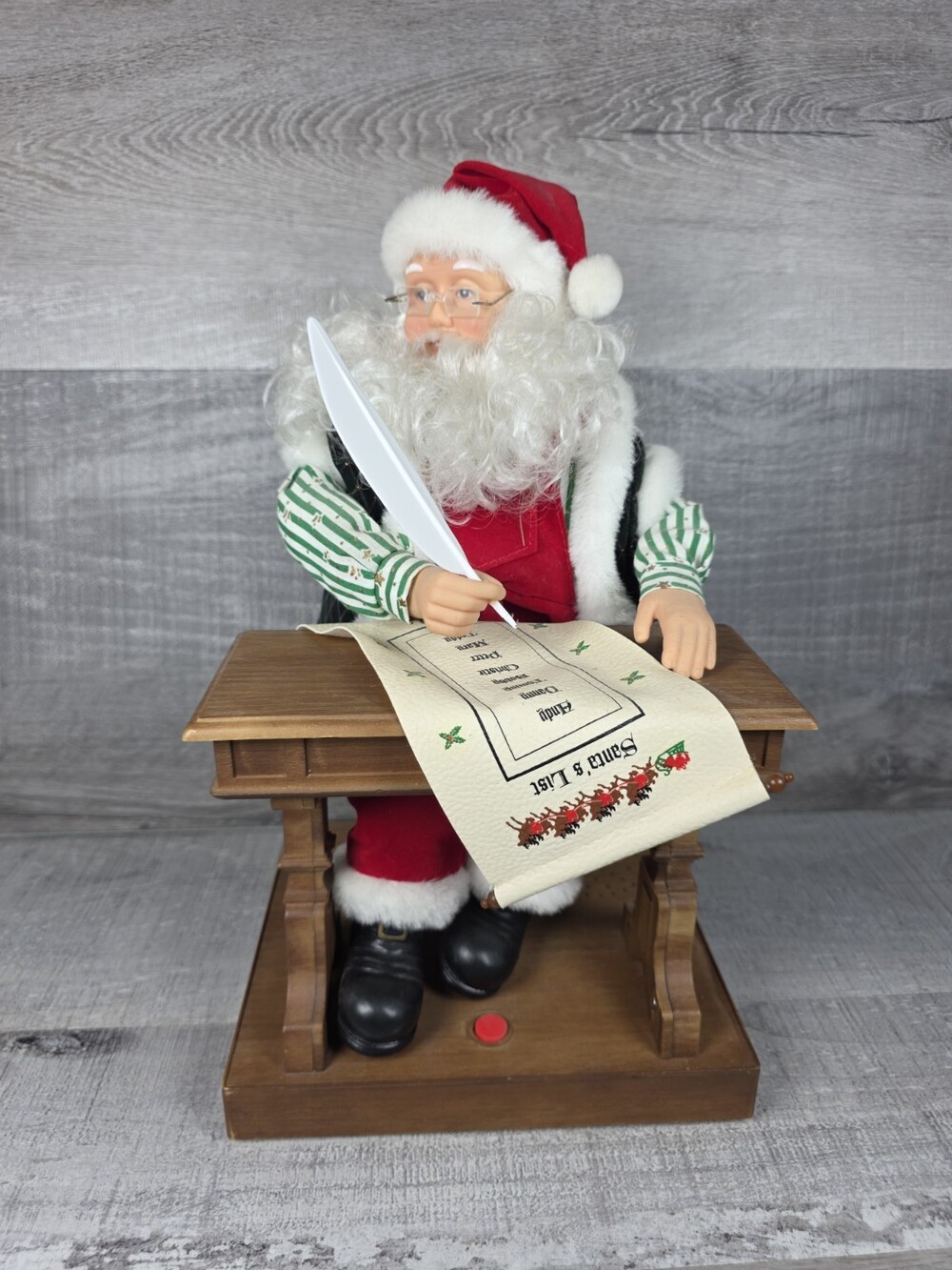 VTG 1995 Gemmy North Pole Productions Santa at Desk Animated Santa Working! b45